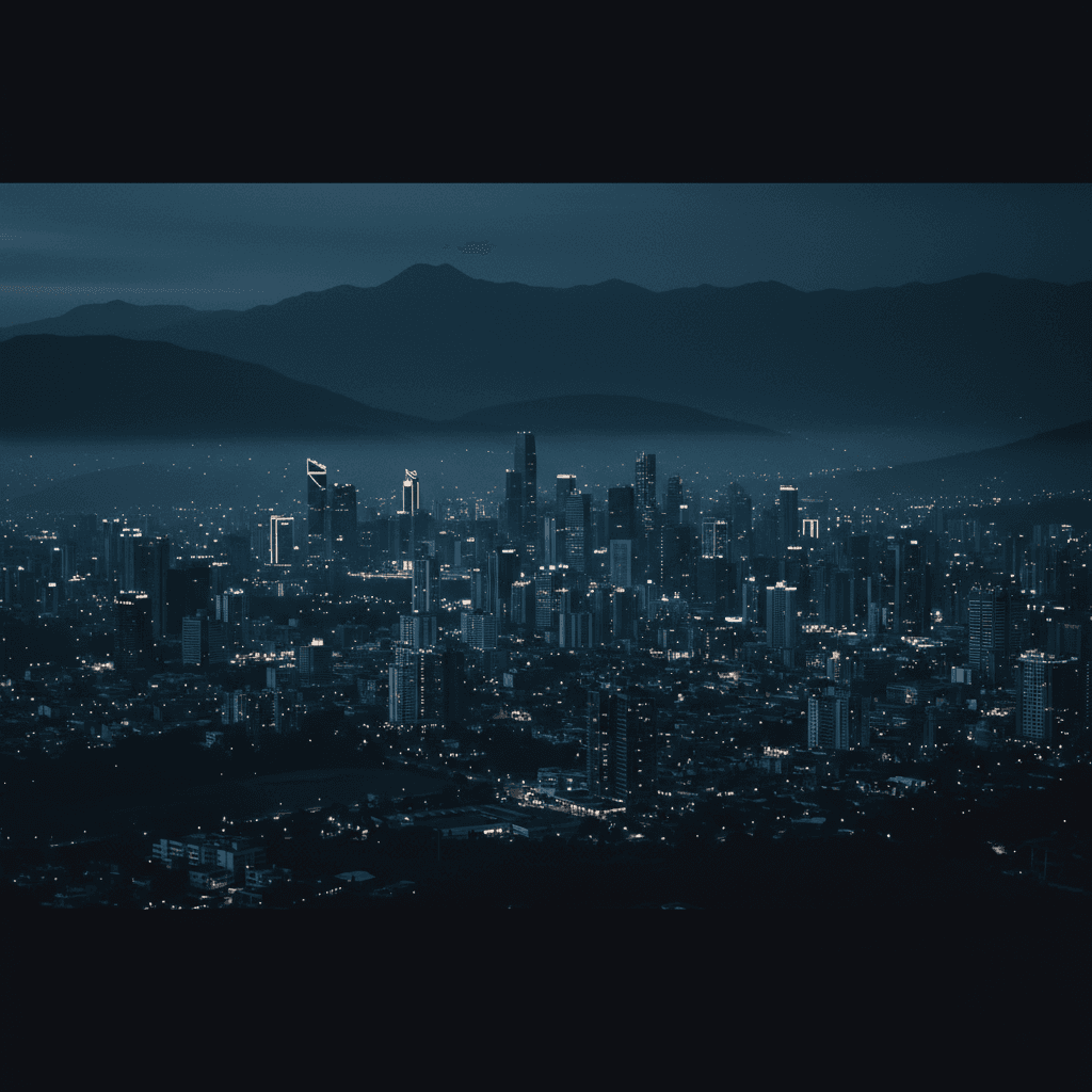 Andean city skyline at dusk